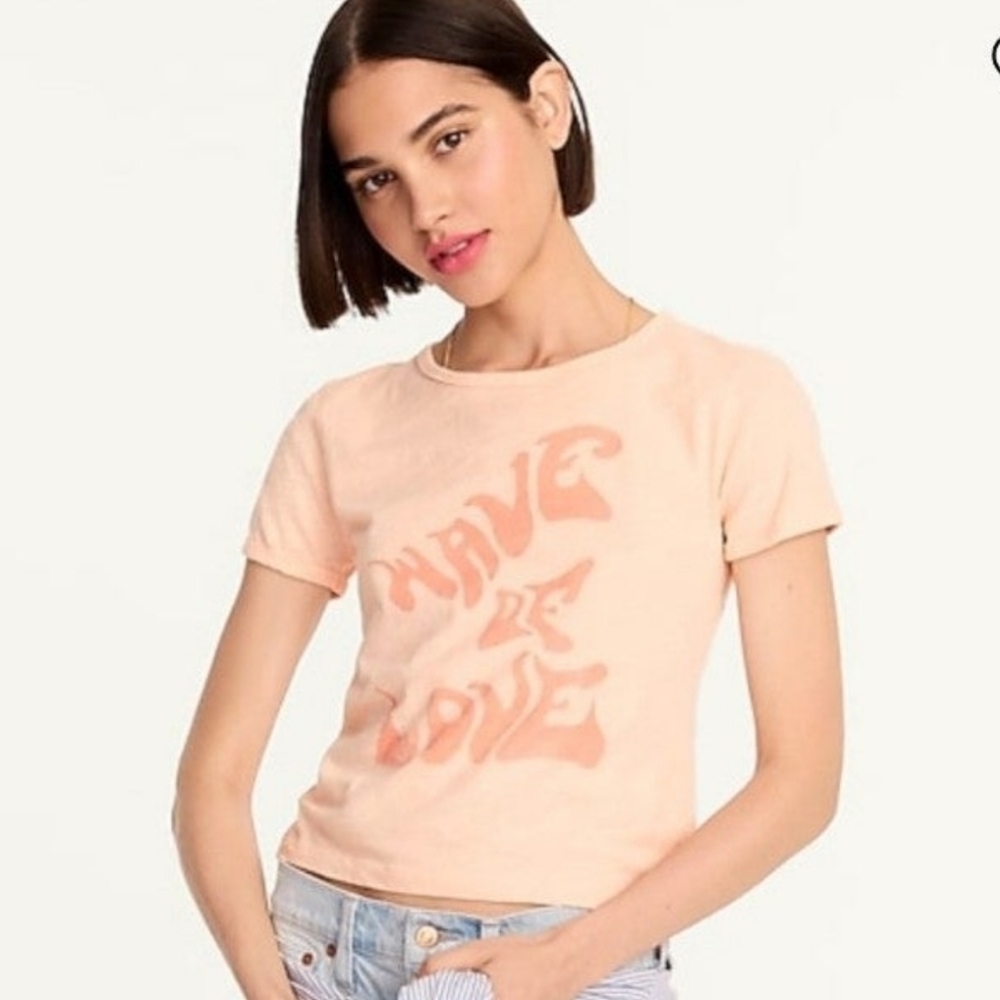J. Crew Peach Grahic Wave Crop Top NWT M